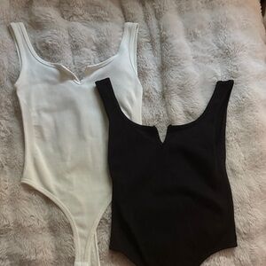 Elegant White and Black Bodysuit Set